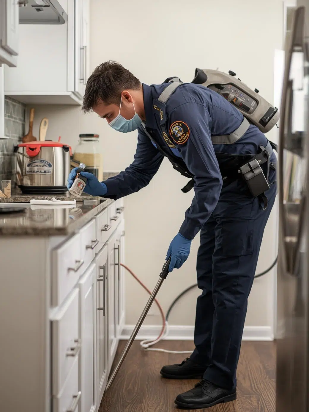 Ant control treatment along a baseboard