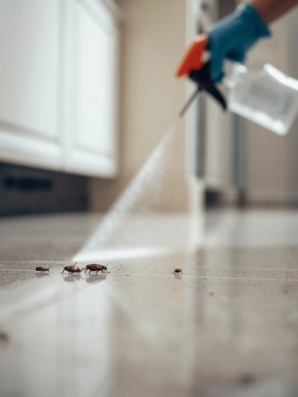 Cockroach control treatment in a kitchen