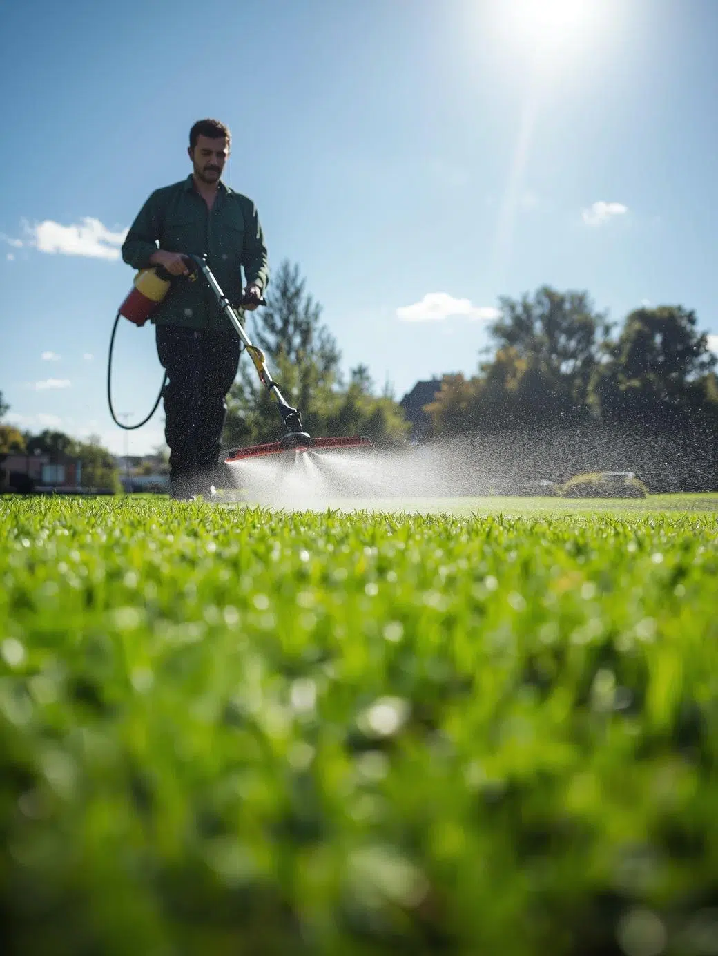 Professional lawn spraying treatment