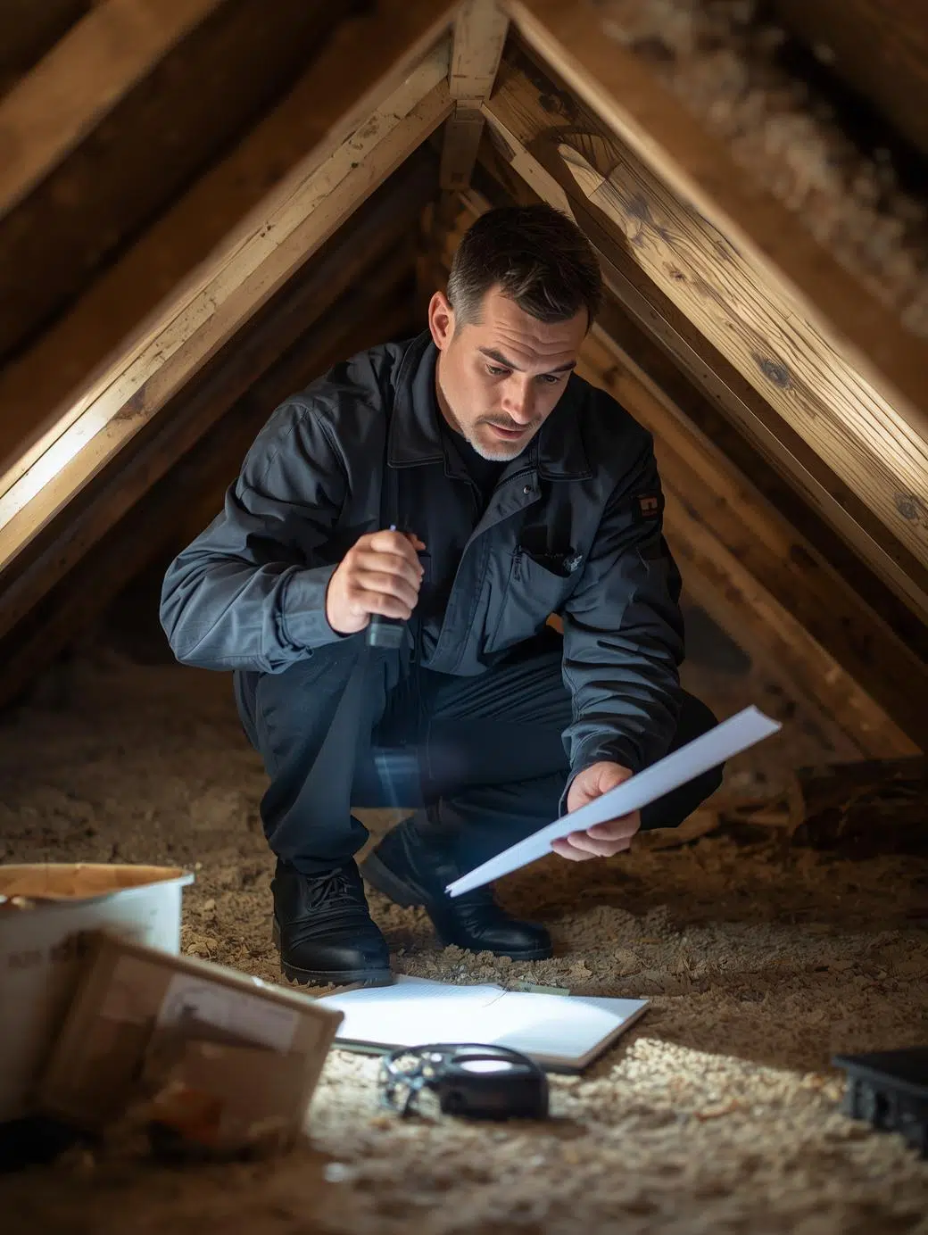 Rodent control inspection inside a building