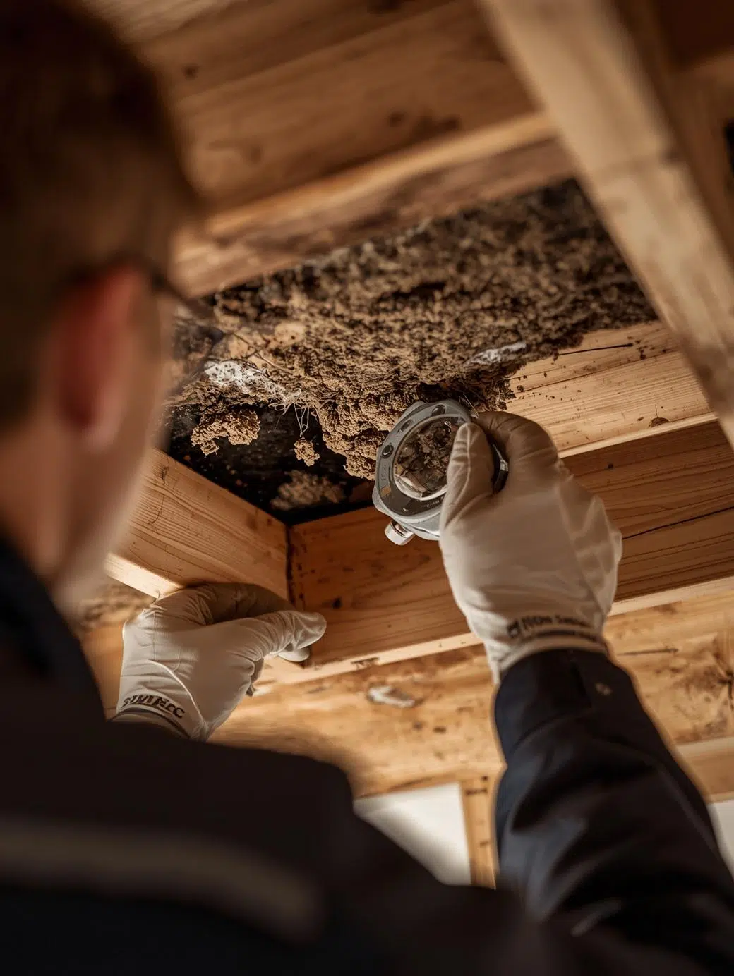 Termite inspection on a property foundation